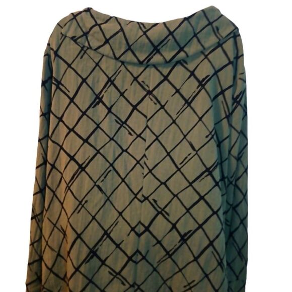Habitat Olive green/ black geometric stripe asymmetrical hem long sleeve top XXL - Picture 4 of 8